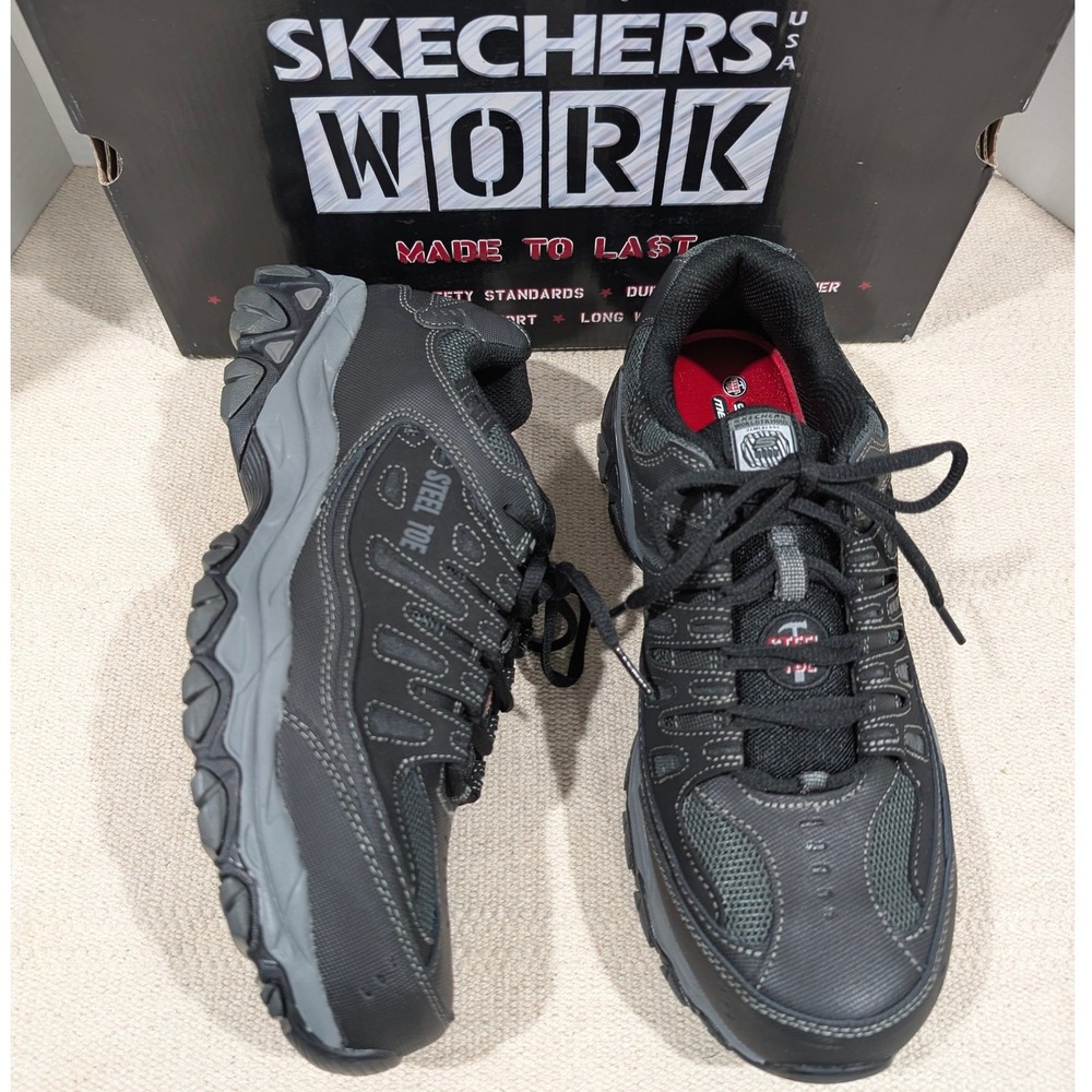 Skechers Work Cankton Mens Steel Toe Electrical Hazard Shoes Black 7705 BKCC 9.5